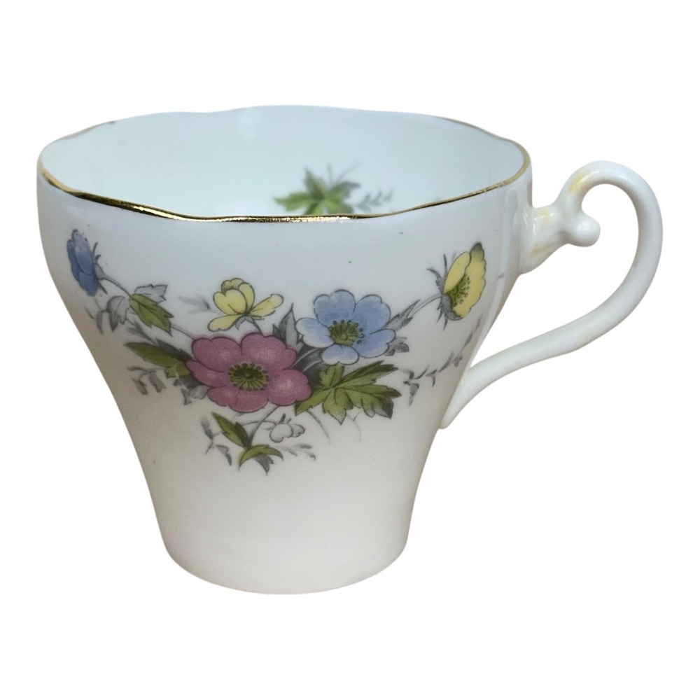 VTG Adderley LAWLEY Bone‎ China Pastel Floral Tea Cup Saucer Gold England M415 - Picture 6 of 11